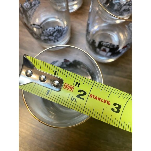 Vintage Carriage Horse and Buggy Drinking Glass Set w/ Gold Rim - Picture 6 of 7